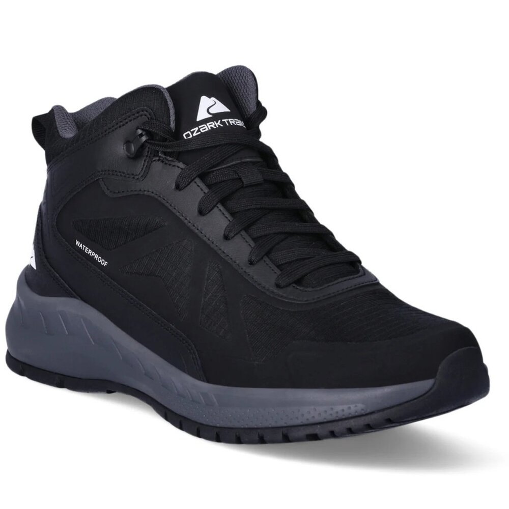 NEW Oazrk Trail Black Waterproof Leather Blend Tech Hiking Boots